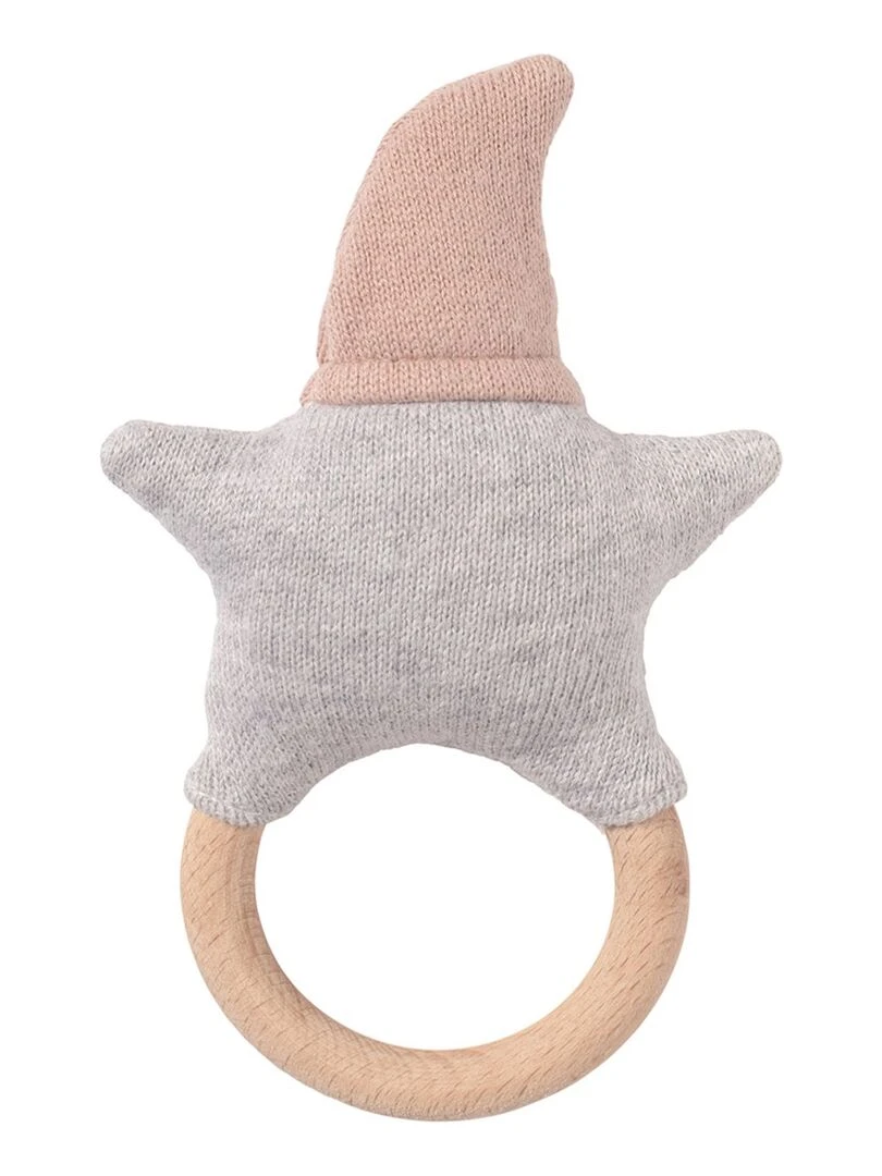 Hochet pour bébé en coton tricoté étoile Rose