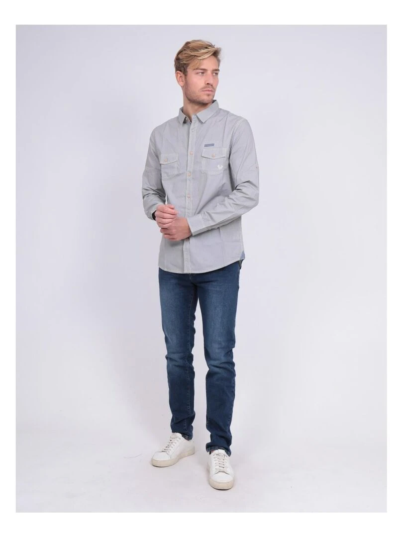 Chemise manches longues pur coton TELWIS   Gris