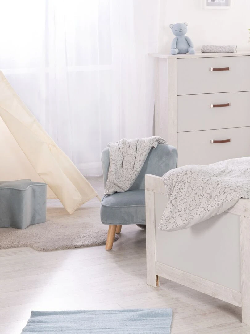 ROBA Tabouret en Forme d'Étoile pour Chambre Enfant "Lil Sofa" en Velours Doux Bleu Clair Bleu clair