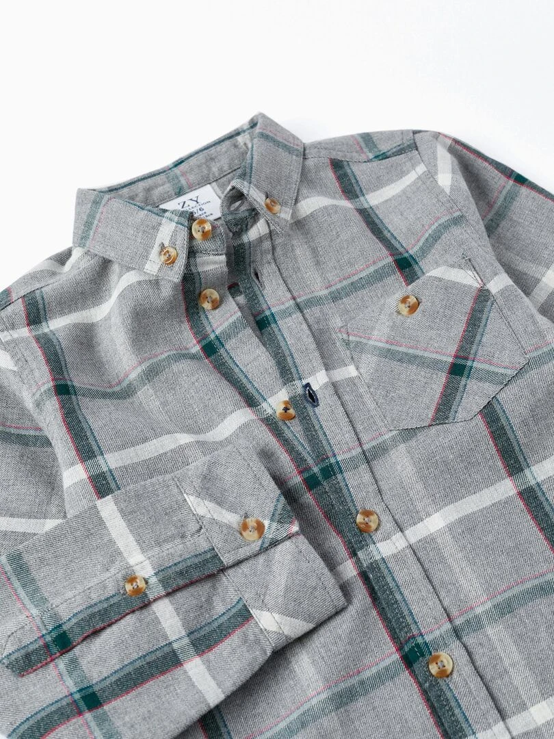 Chemise à Carreaux pour Garçon manches longues  ROYALS OFF DUTY   Gris clair