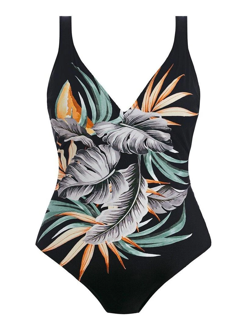 Maillot une pièce plongeant avec armatures Bamboo grove   Noir
