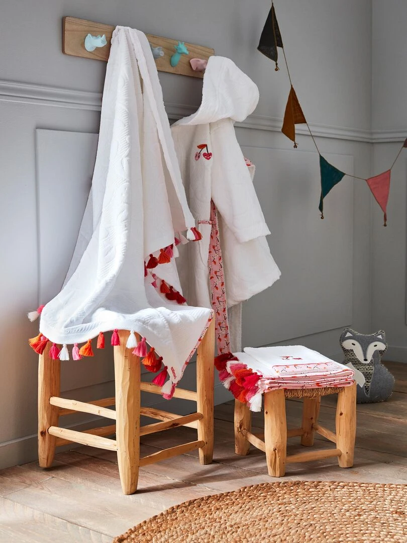 Peignoir de bain fille Escapade Kawai   10/12 ans   100% Coton   400 GSM   Blanc   Blanc