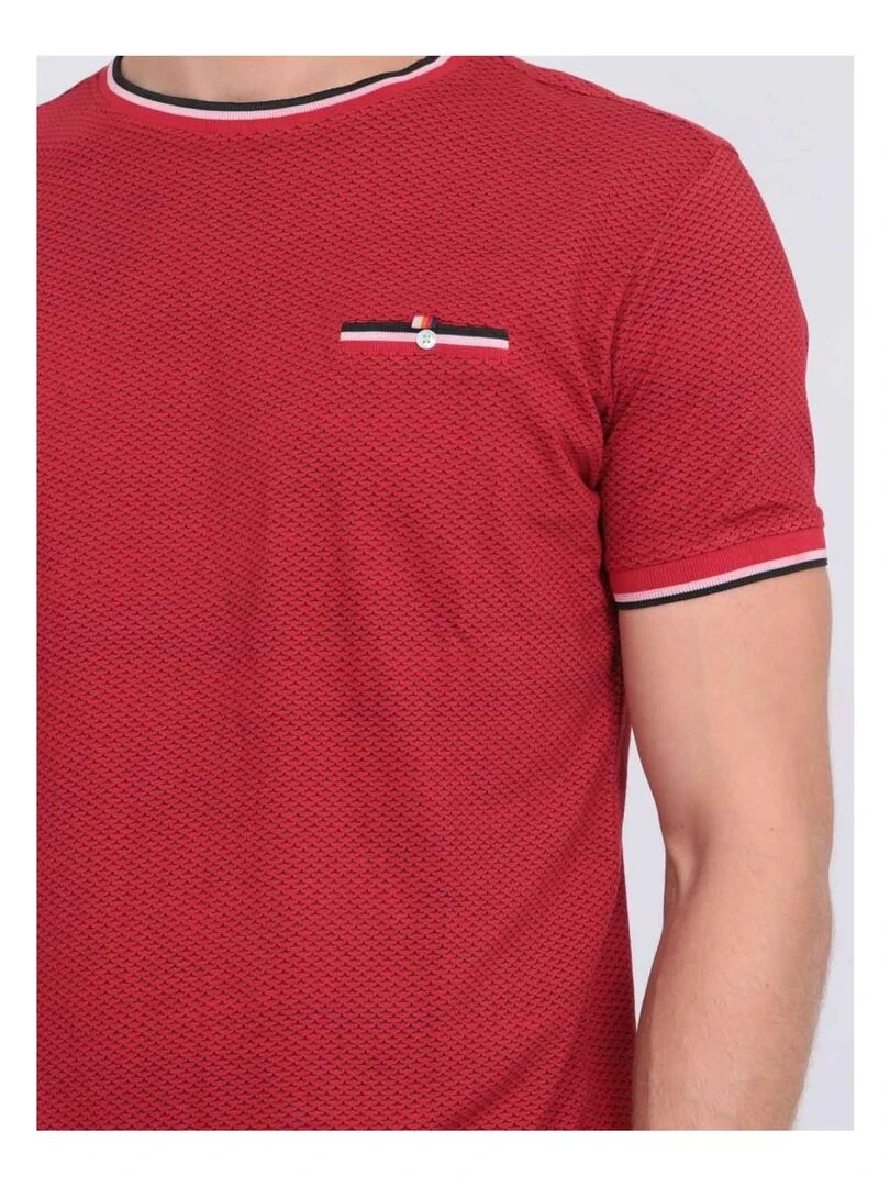 T shirt col rond pur coton motifs NERFO   Rouge