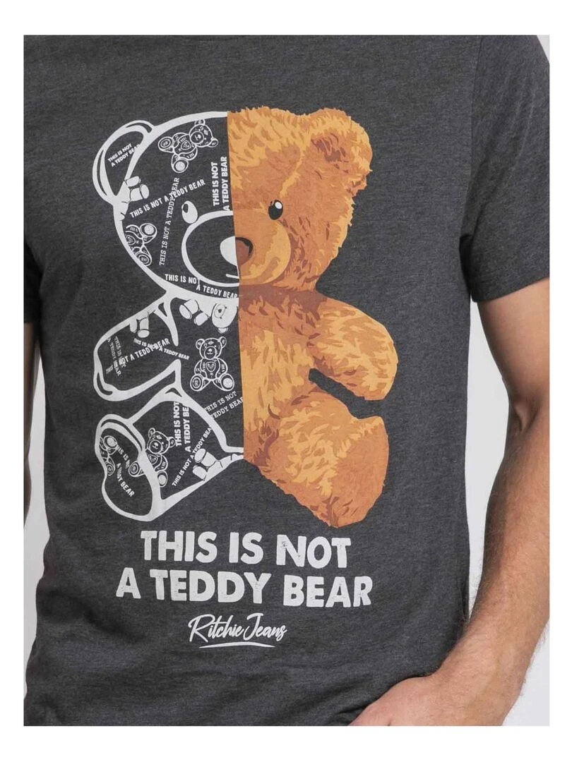 T shirt col rond pur coton JAKITED   Gris