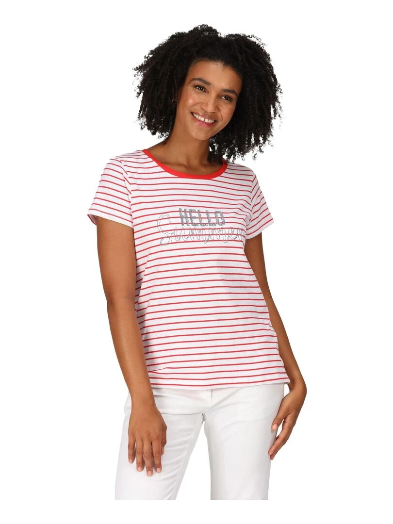 Regatta   T shirt ODALIS HELLO SUMMER   Blanc Rouge