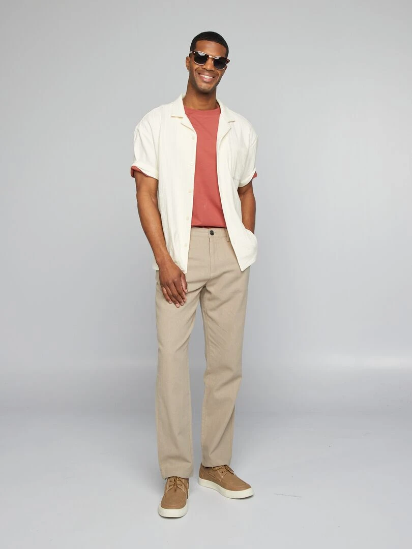 Pantalon chino en lin Beige foncé