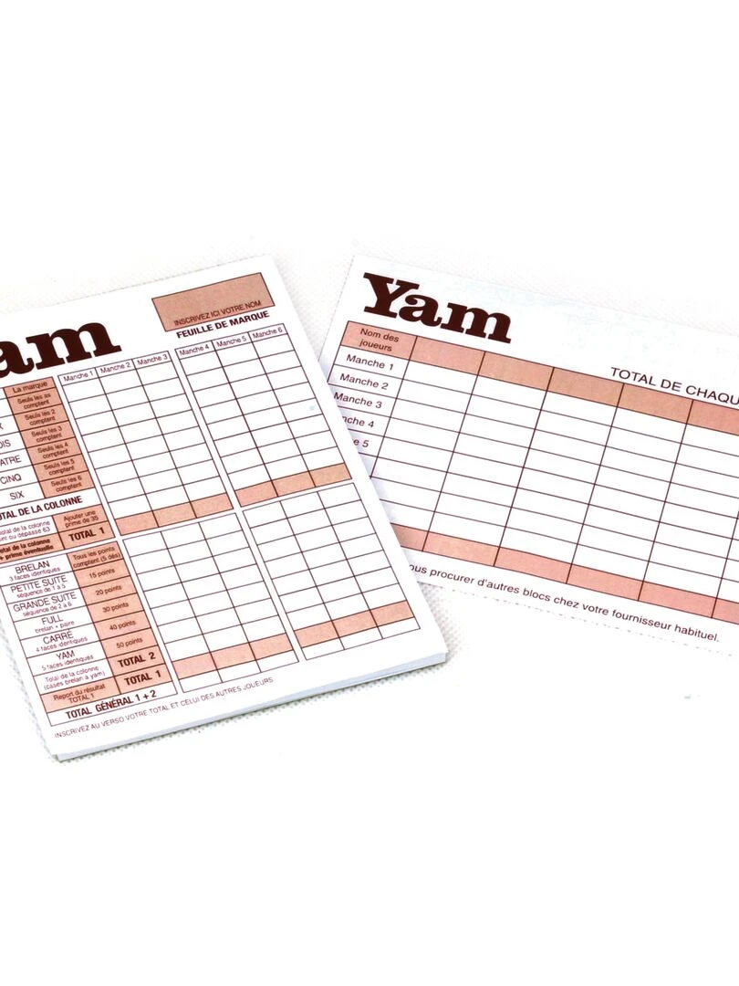 Bloc de score du jeu Yam N/A