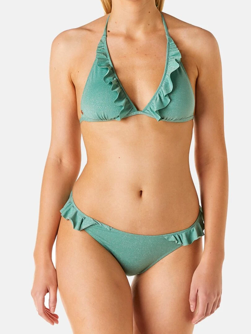 Slip de bain tanga CARNAVAL   Brigitte Bardot Bain   Vert
