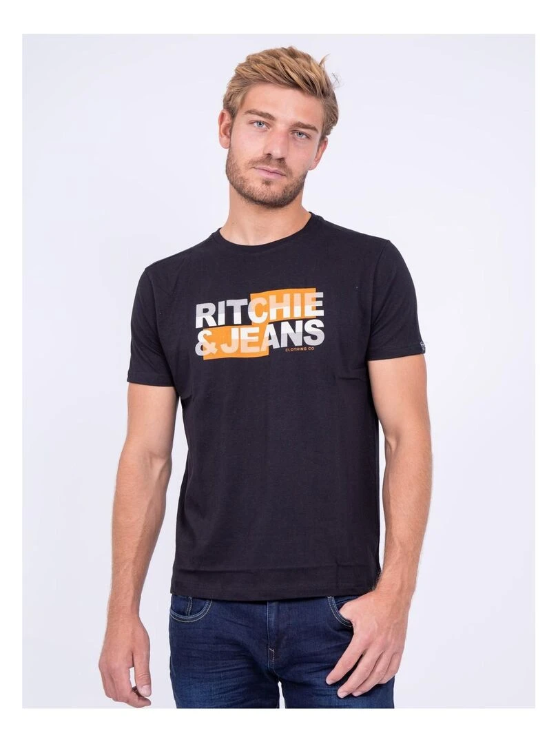 T shirt col rond pur coton JALTAZAR Noir