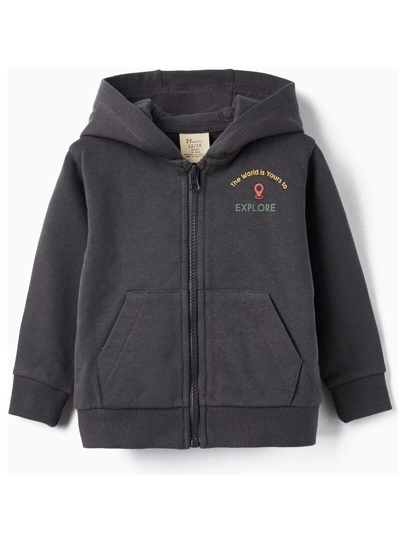 Manteau avec Capuche en Coton pour Bébé Garçon GREAT GOALS GREAT WORLD Gris foncé