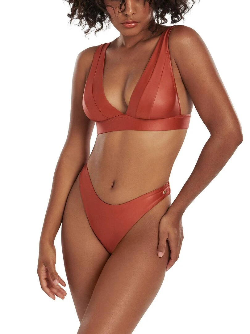 Bas maillot slip de bain échancré taille basse Jordan   Marron
