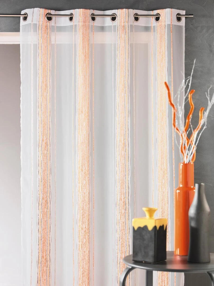 Voilage en jacquard à fines rayures verticales Orange