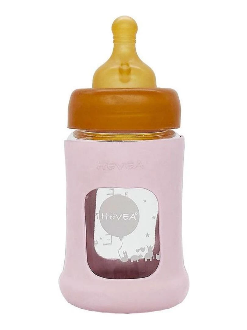 Biberon en verre zéro plastique avec housse de protection rose 15   Rose
