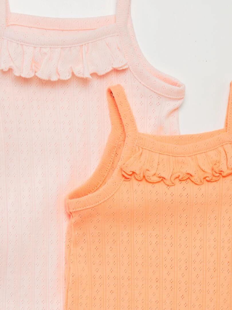 Lot de 2 barboteuses à bretelles   Rose/orange