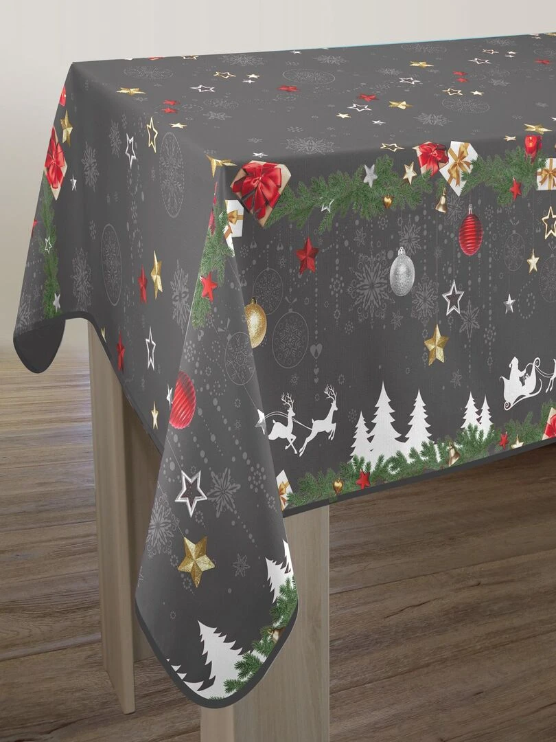 Nappe Anti taches Noël Gris Rectangle 150 x 200 cm Gris