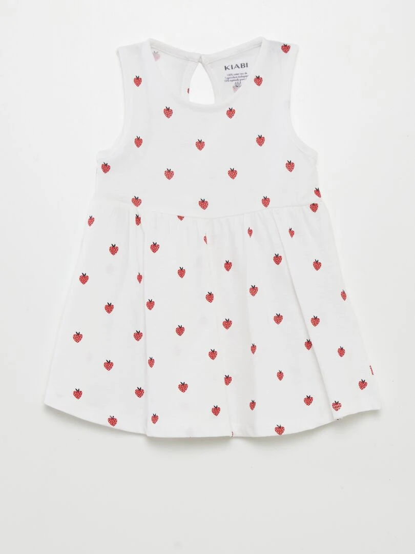Robe sans manches à motif Blanc