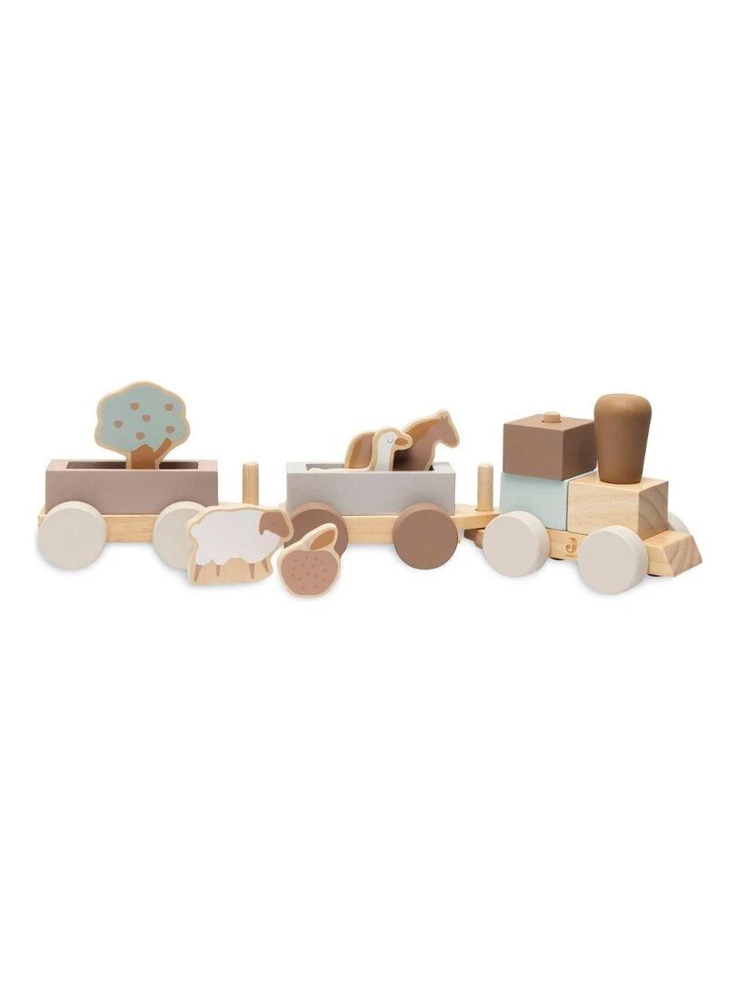 Train de construction en bois Farm   Marron