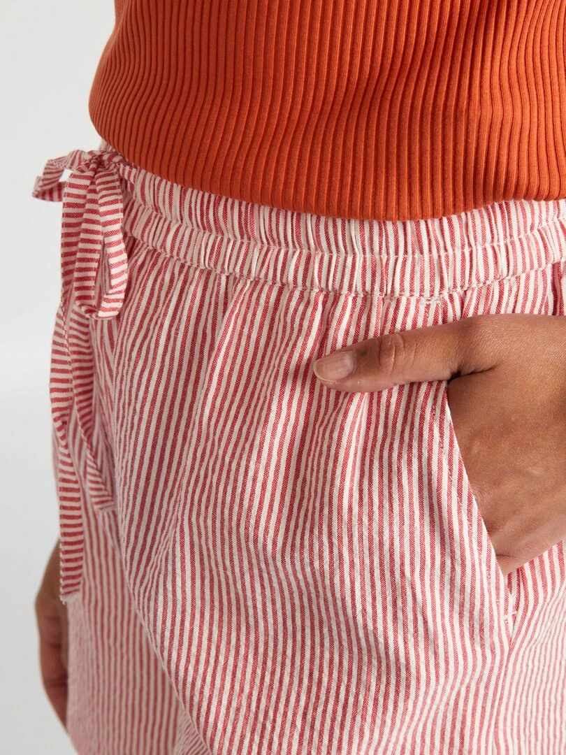 Short rayé en coton   Rouge