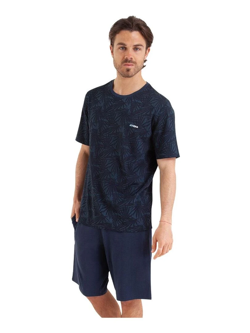 Pyjama court homme Easy Print Bleu marine