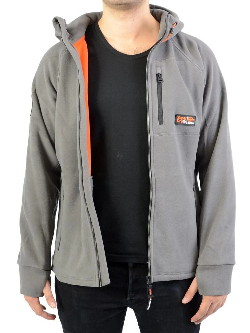 Sweat à Capuche SuperDry Polar Fleece Ziphood   Gris
