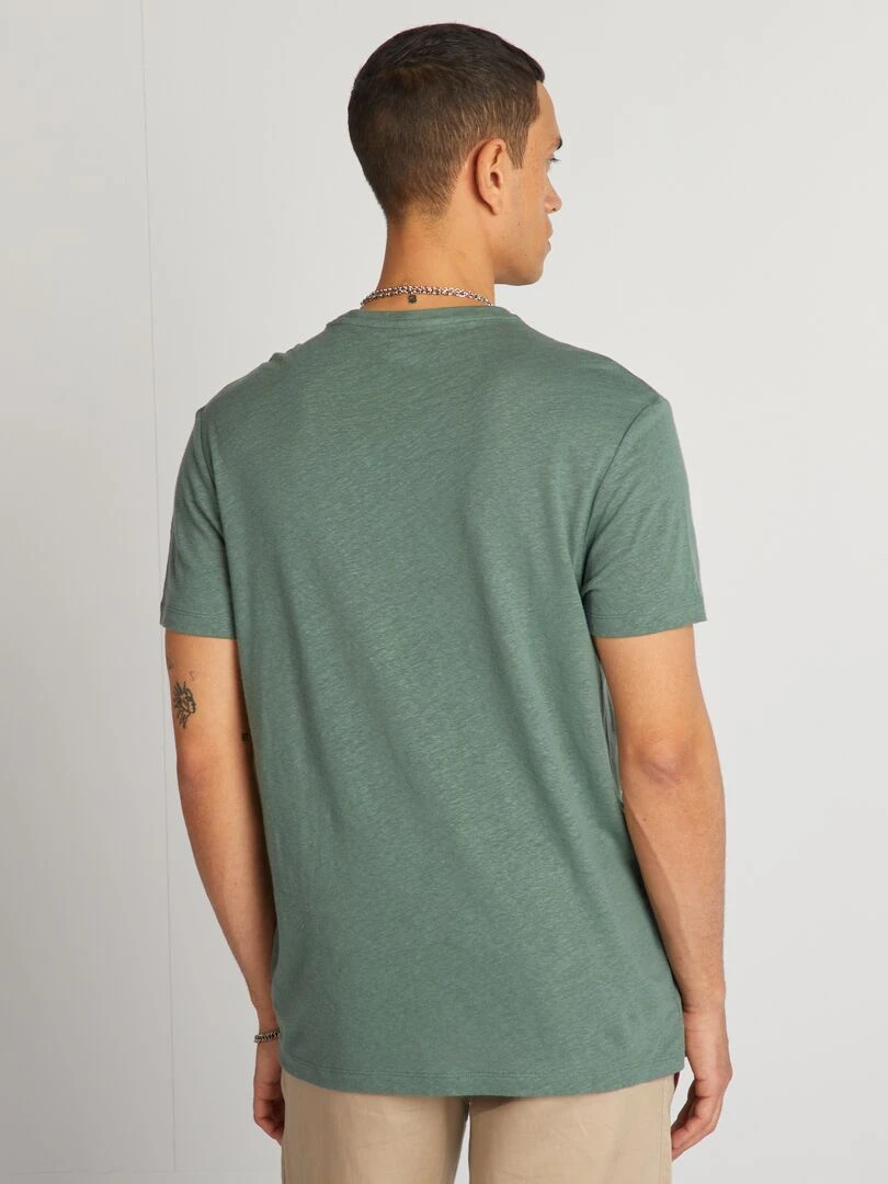 T shirt en lin mélangé   Vert kaki