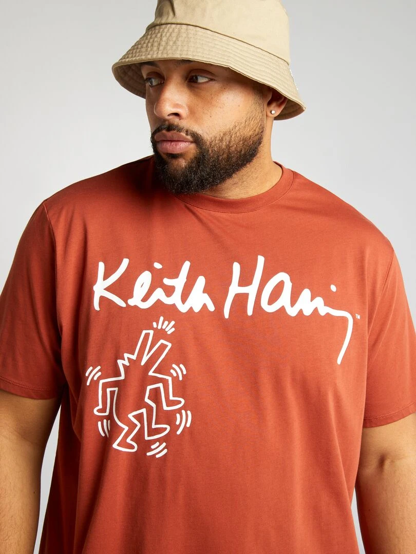 T shirt 'Keith Haring' à col rond marron