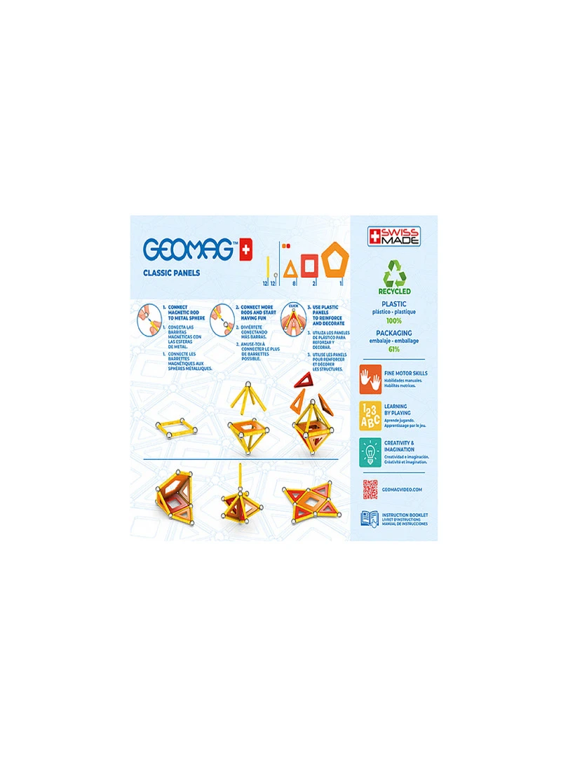 'geomag' Classic Panels Jeu A Aimant 35 Pcs Oranges Et Rouges   N/A