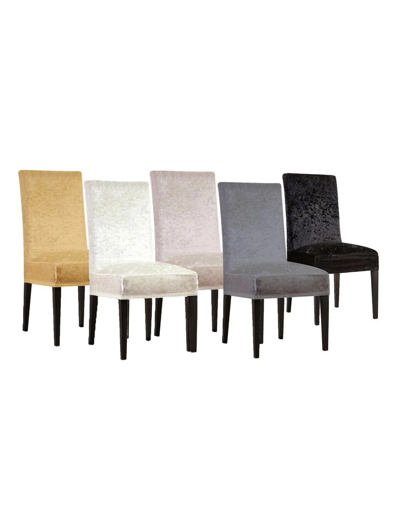 Lot de 8 Housses de chaise velours Noir Noir