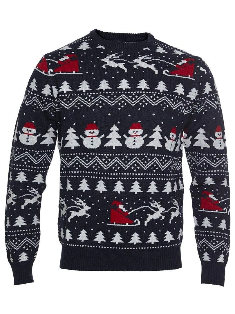 Pull de Noël "Tempête de neige" junior Taille enfant Bleu