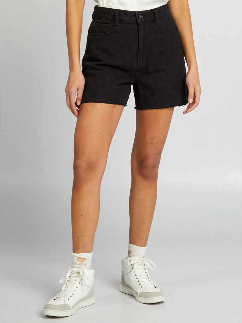Short en jean coupé à cru Noir