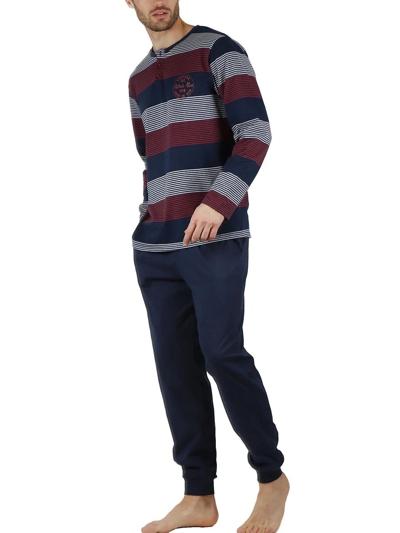 Pyjama pantalon et haut Rayas Stamp Antonio Miro   Bleu marine