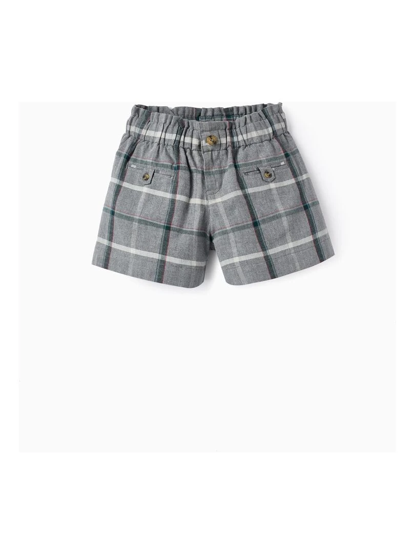 Shorts Paperbag à carreaux pour fille ROYALS OFF DUTY Gris clair