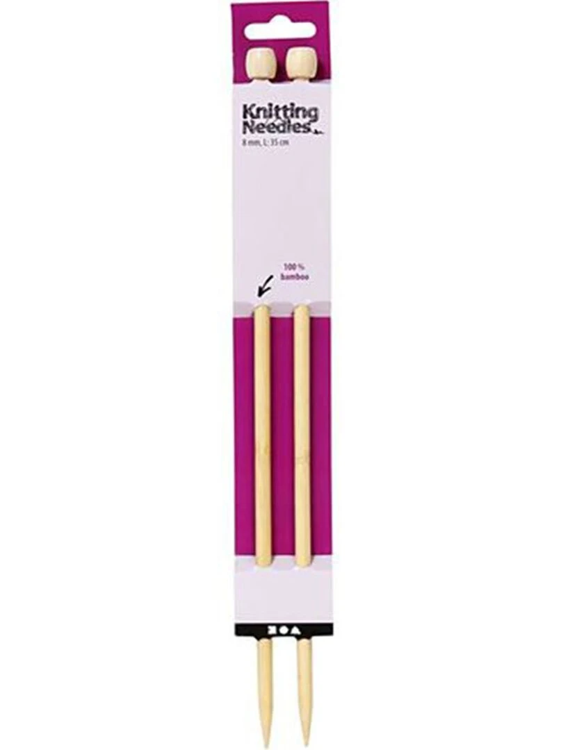 2 Aiguilles À Tricoter En Bambou 35 cm Ø 8 mm N/A