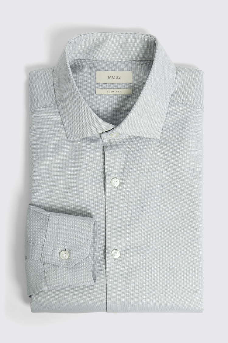 Slim Fit Sage Dobby Stretch Shirt   Buy Online at Moss