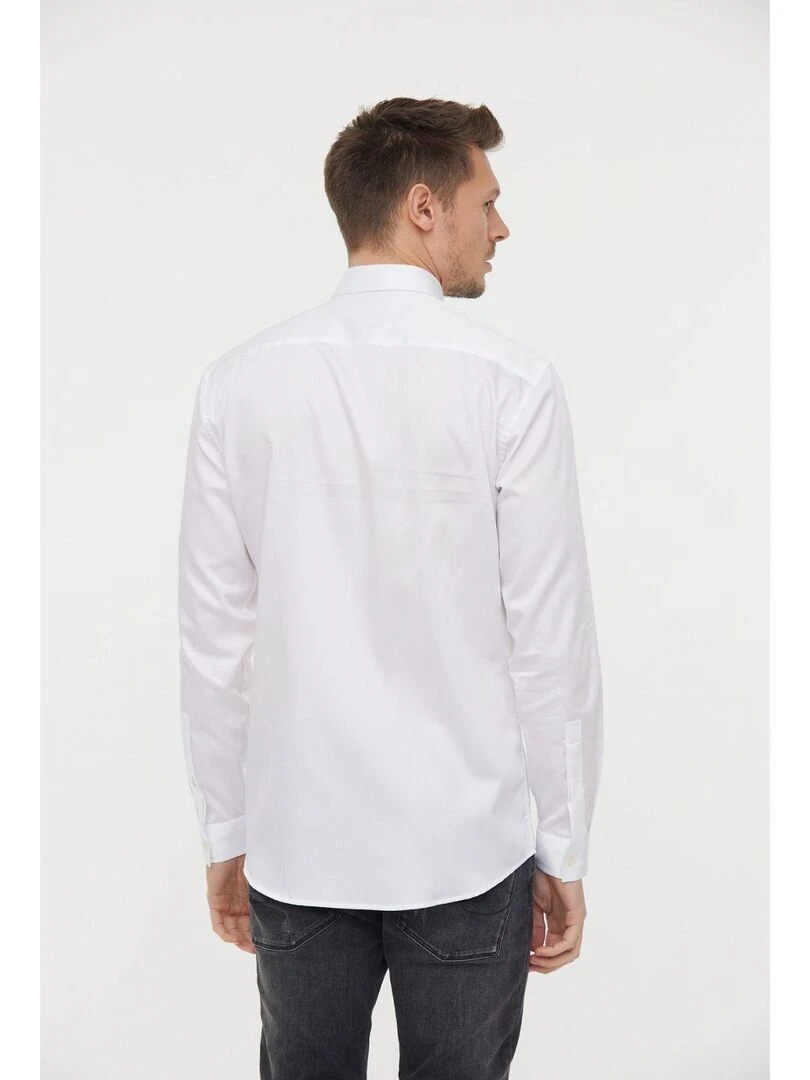 Lee Cooper   Chemise manches longues coton slim DETO   Blanc