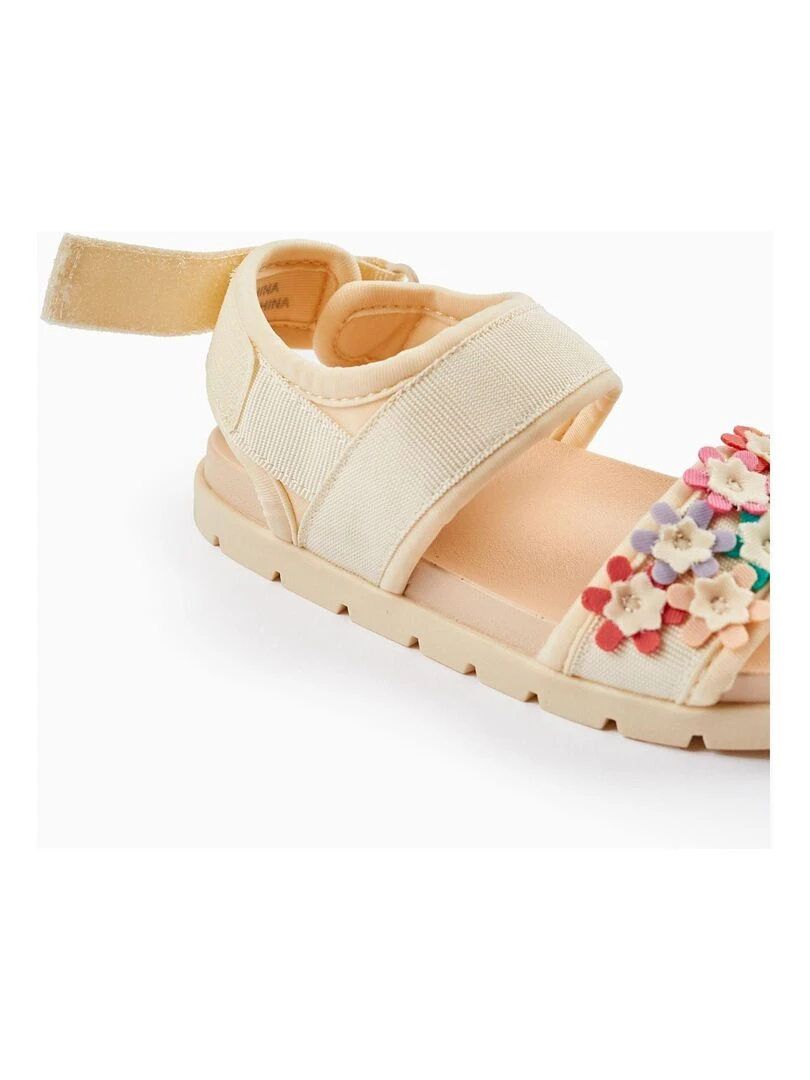 Sandales avec Fleurs pour Bébé Fille  THE WAVE TRIBE   Beige clair
