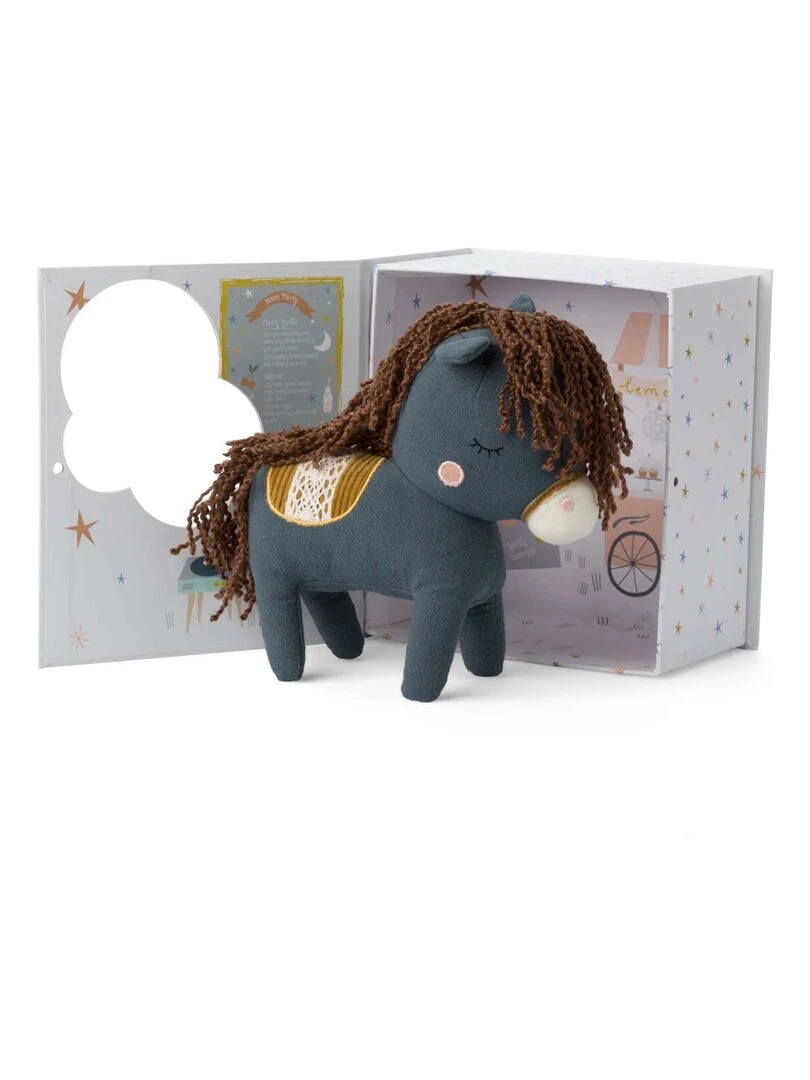 Peluche  dans un coffret cadeau  Cheval   Gris