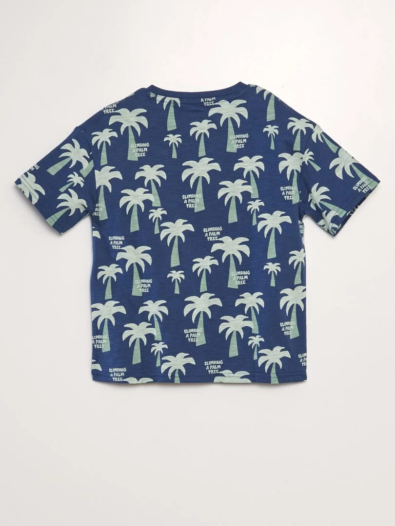 T shirt à col tunisien   Bleu marine