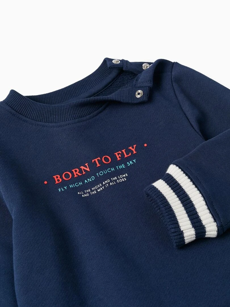 Pull en coton pour bébé garçon 'Born to Fly'  SPRING BEGINS   Bleu foncé