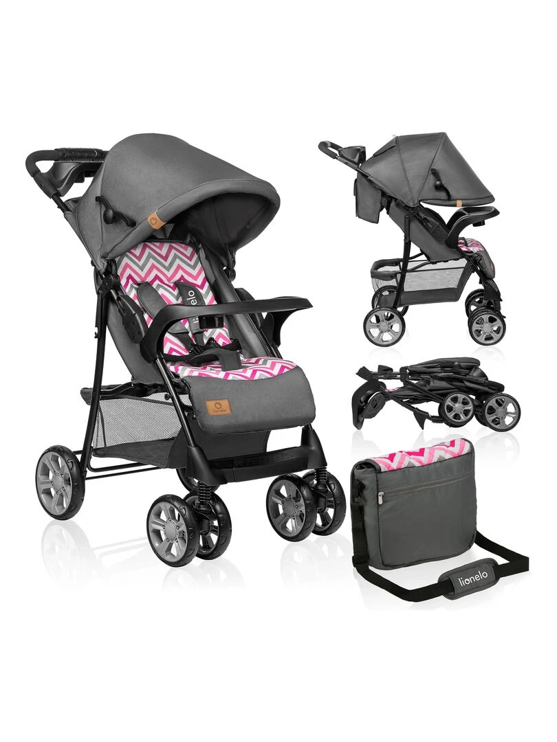 LIONELO Emma Poussette canne Accessoires inclus Gris / Rose Gris Rose