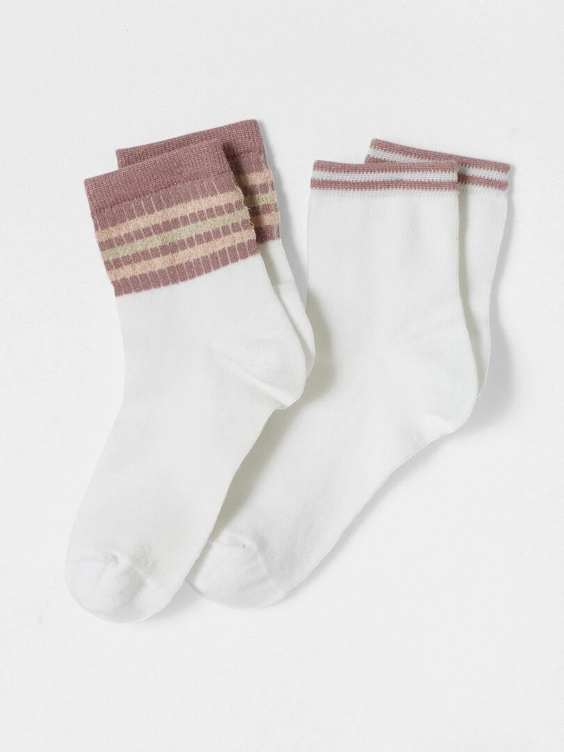 Lot de 2 paires de chaussettes rayées Climatyl Damart Blanc