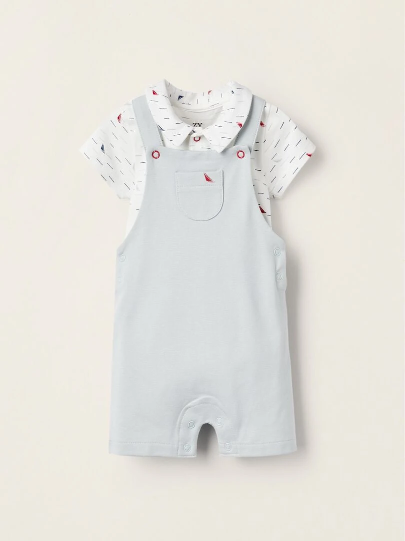 Body + Combinaison pour Nouveau Né 'Sail Boat' Blanc