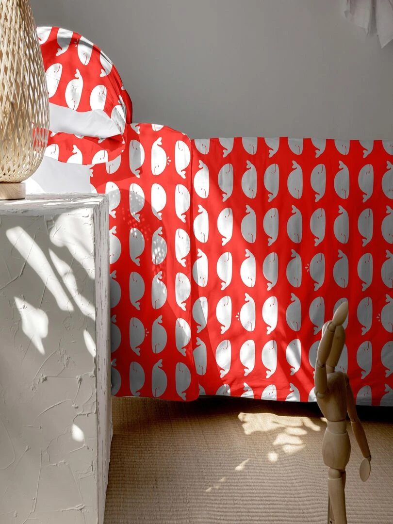 Parure housse de couette 2 pièces Wooden puppet (D) "Happyfriday" Blanc