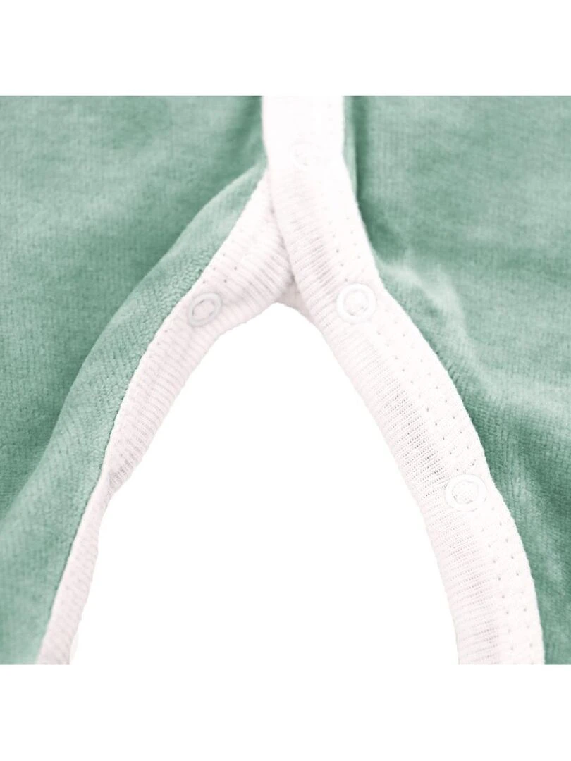 Pyjama velours   100% coton biologique   1 à 6 mois   Vert forêt