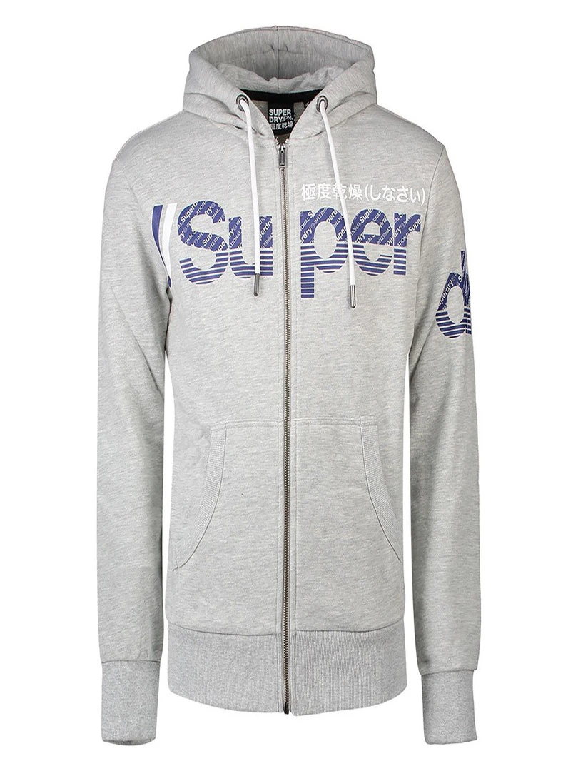 Sweat à Capuche SuperDry Core Split Logo Zip Hood Gris