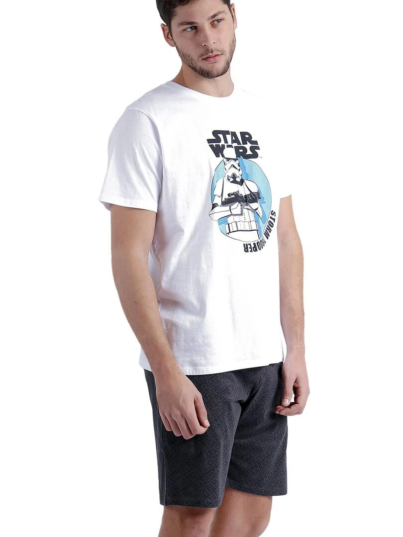 Pyjama short t shirt Stromtrooper Star Wars   Blanc