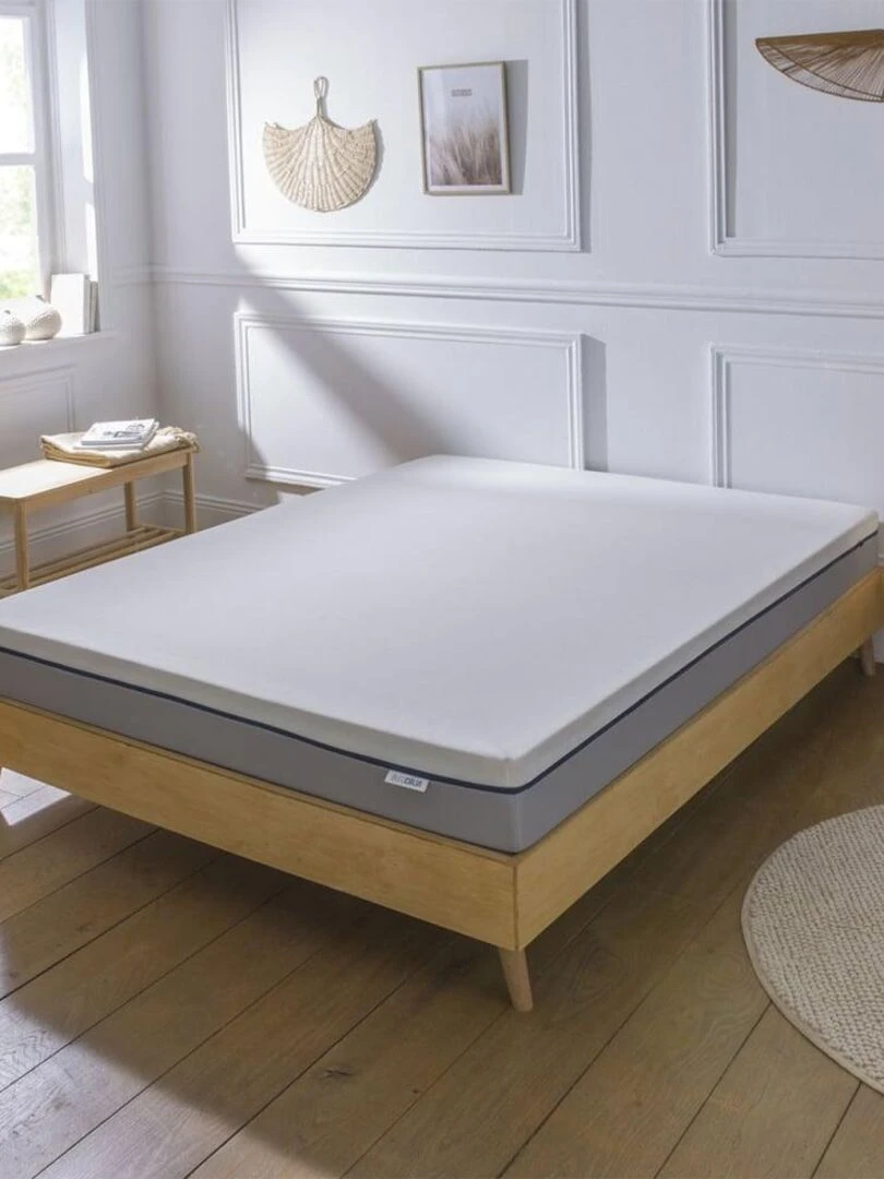 Bleu Câlin Matelas mousse hybride confort ferme épaisseur 16cm L'Agréable Blanc Gris Bleu