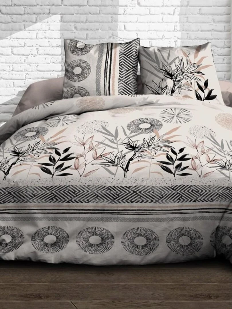 Housse de couette Stevia + taie(s) 100% coton 57 fils Beige