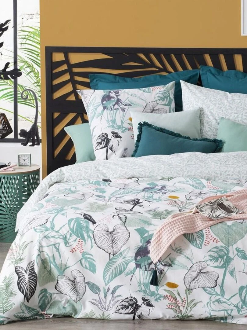Housse de couette Monkey + taie(s) 100% coton 57 fils Blanc
