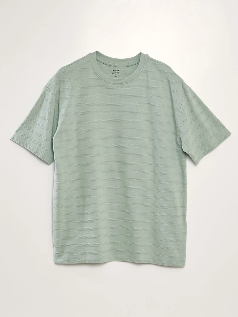 T shirt en coton texturé Vert